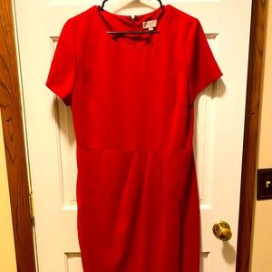 Loft Outlet Red Front Wrap Dress with Back Pleated Skirt - Size 14